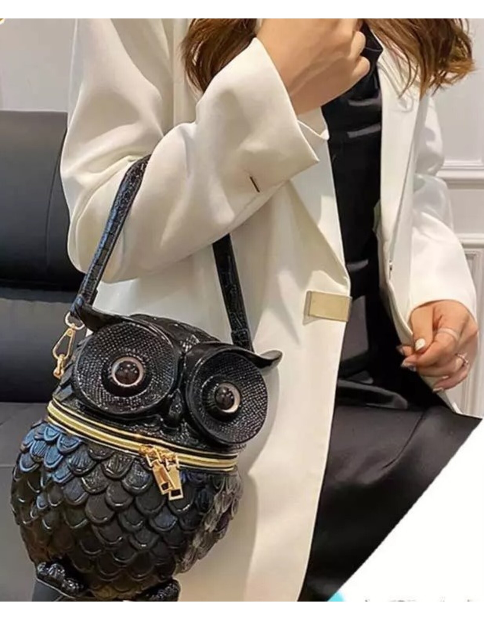 Magic Bags Fantasy tassen - Uil Handtas Uniek 3D ontwerp Hardgevormd Zwart
