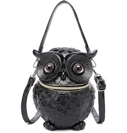 Magic Bags Uil Handtas Uniek 3D ontwerp Hardgevormd Zwart