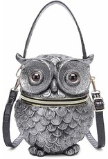 Magic Bags Fantasy bags - Uwl Handbag Unique 3D design Hard Molded Silver