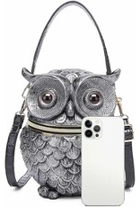 Magic Bags Fantasy bags - Uwl Handbag Unique 3D design Hard Molded Silver