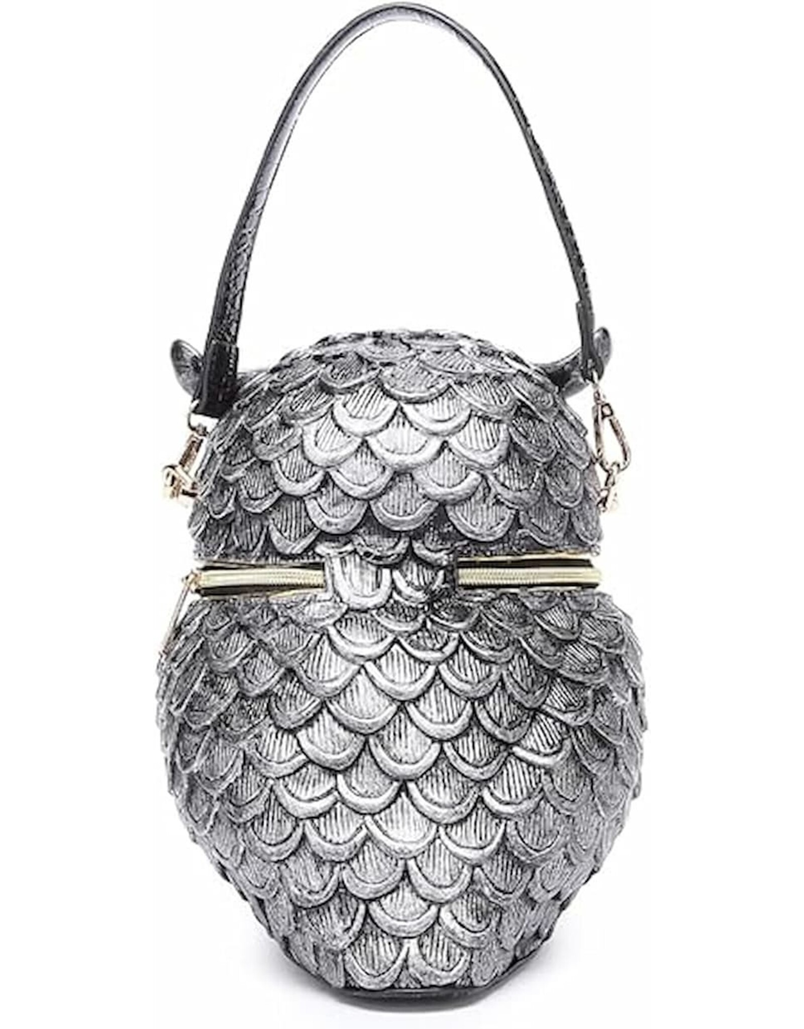 Magic Bags Fantasy bags - Uwl Handbag Unique 3D design Hard Molded Silver