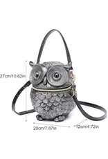 Magic Bags Fantasy bags - Uwl Handbag Unique 3D design Hard Molded Silver