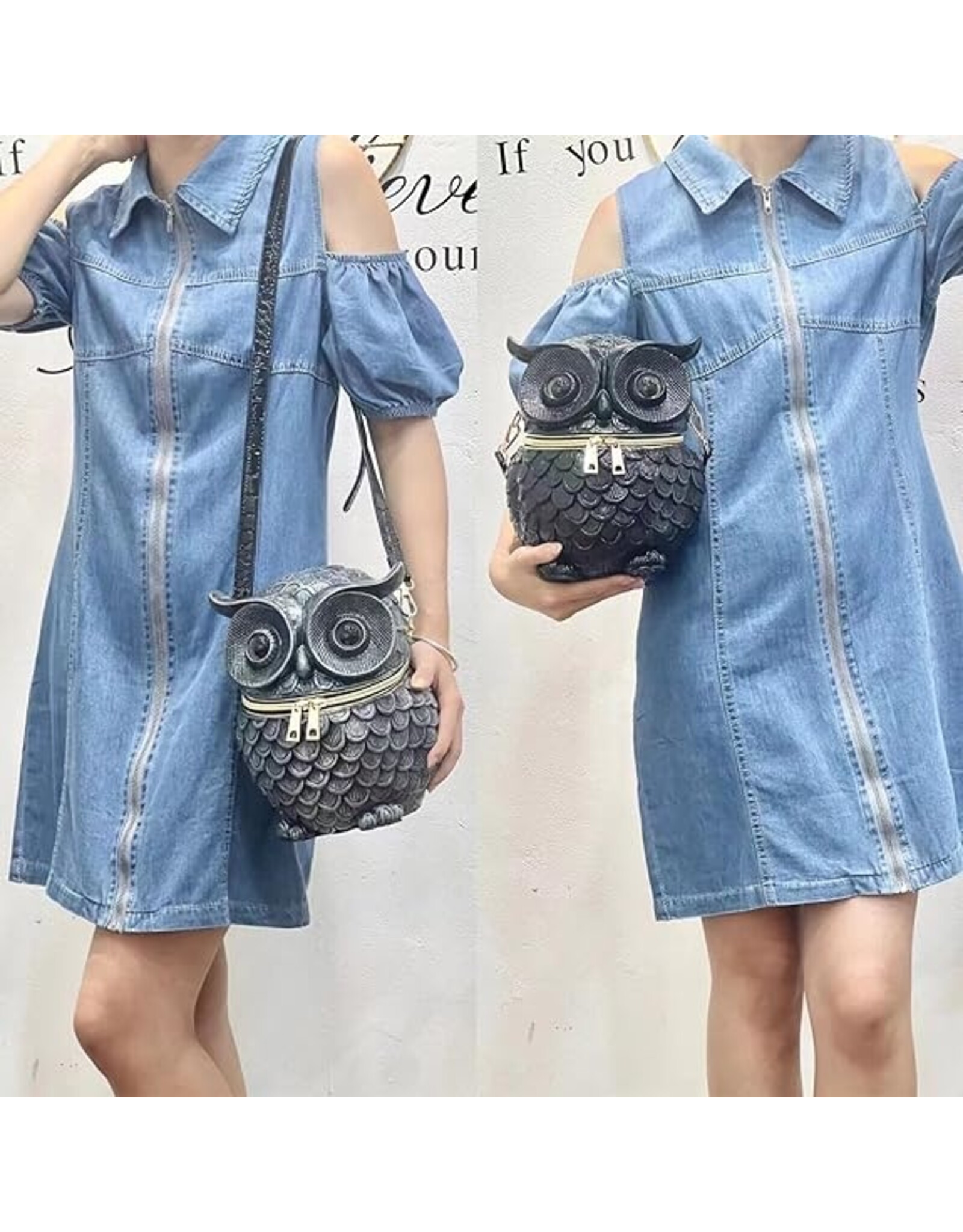 Magic Bags Fantasy tassen - Uil Handtas Uniek 3D ontwerp Hardgevormd Koper