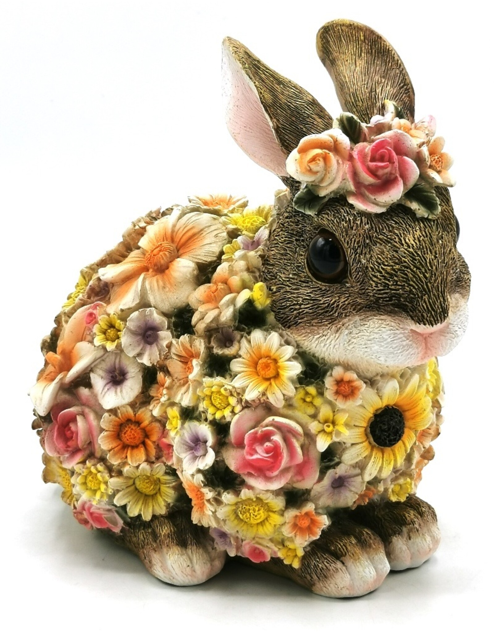 Trukado Giftware & Lifestyle - Dwergkonijn Flower Power  Bloemen Konijn beeldje