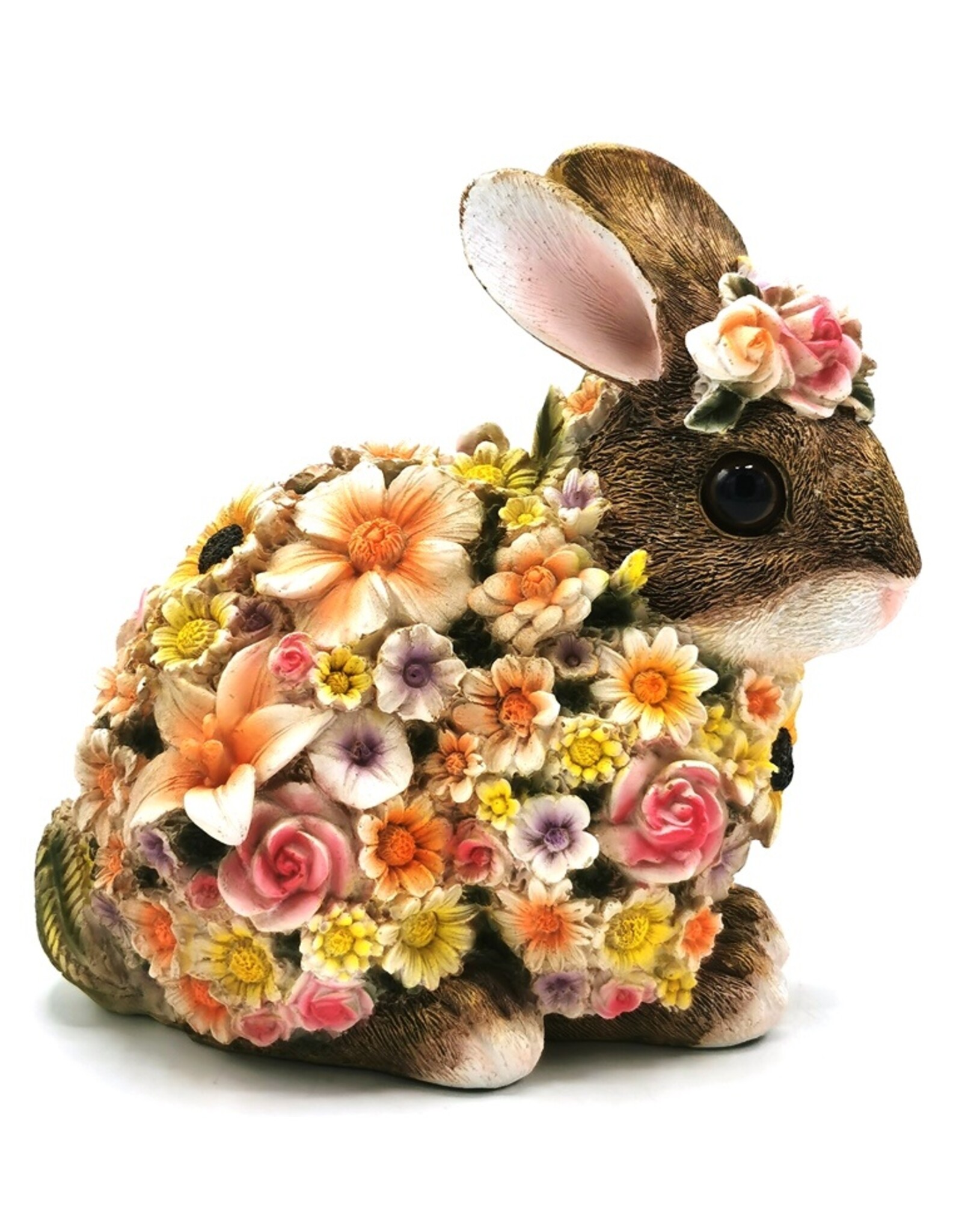 Trukado Giftware & Lifestyle - Dwergkonijn Flower Power  Bloemen Konijn beeldje