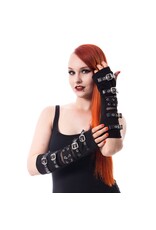Poizen Industries Gothic en Steampunk accessoires - Poizen Industries RIOT Armwarmers met gespen en Vissersnet