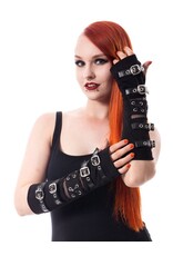 Poizen Industries Gothic en Steampunk accessoires - Poizen Industries RIOT Armwarmers met gespen en Vissersnet