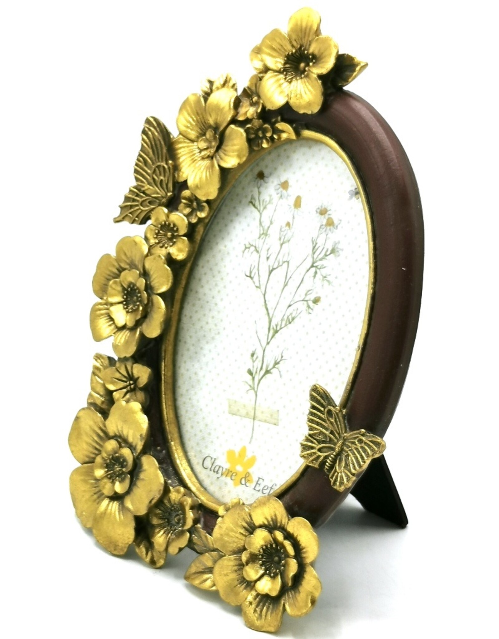 C&E Miscellaneous - Photo frame Butterflies and flowers oval bordeaux-gold