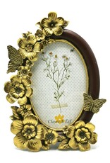 C&E Miscellaneous - Photo frame Butterflies and flowers oval bordeaux-gold