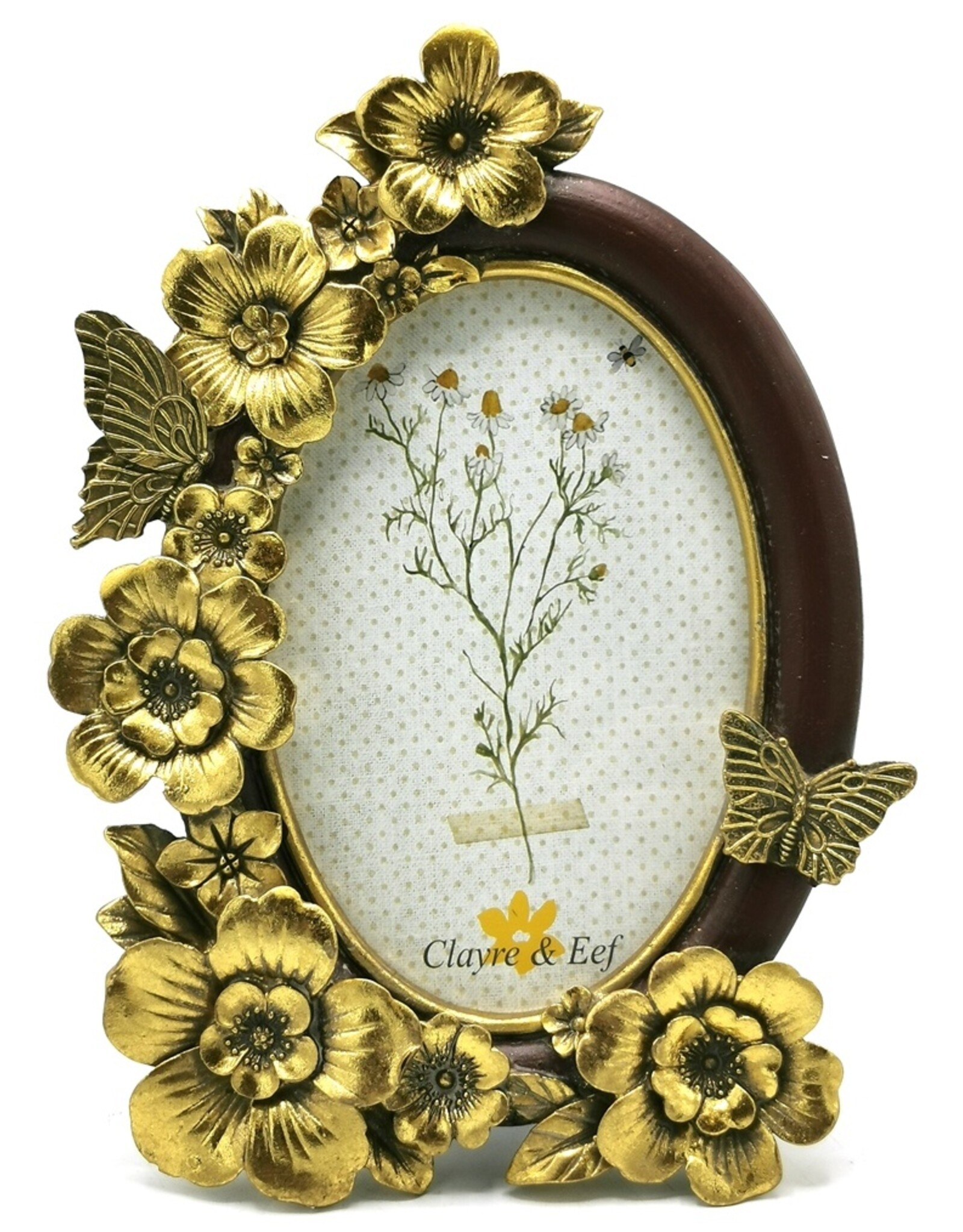 C&E Miscellaneous - Photo frame Butterflies and flowers oval bordeaux-gold
