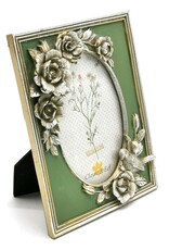 C&E Miscellaneous - Fotolijst met Rozen en Vogel groen-zilver