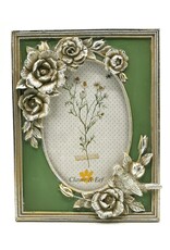 C&E Miscellaneous - Fotolijst met Rozen en Vogel groen-zilver