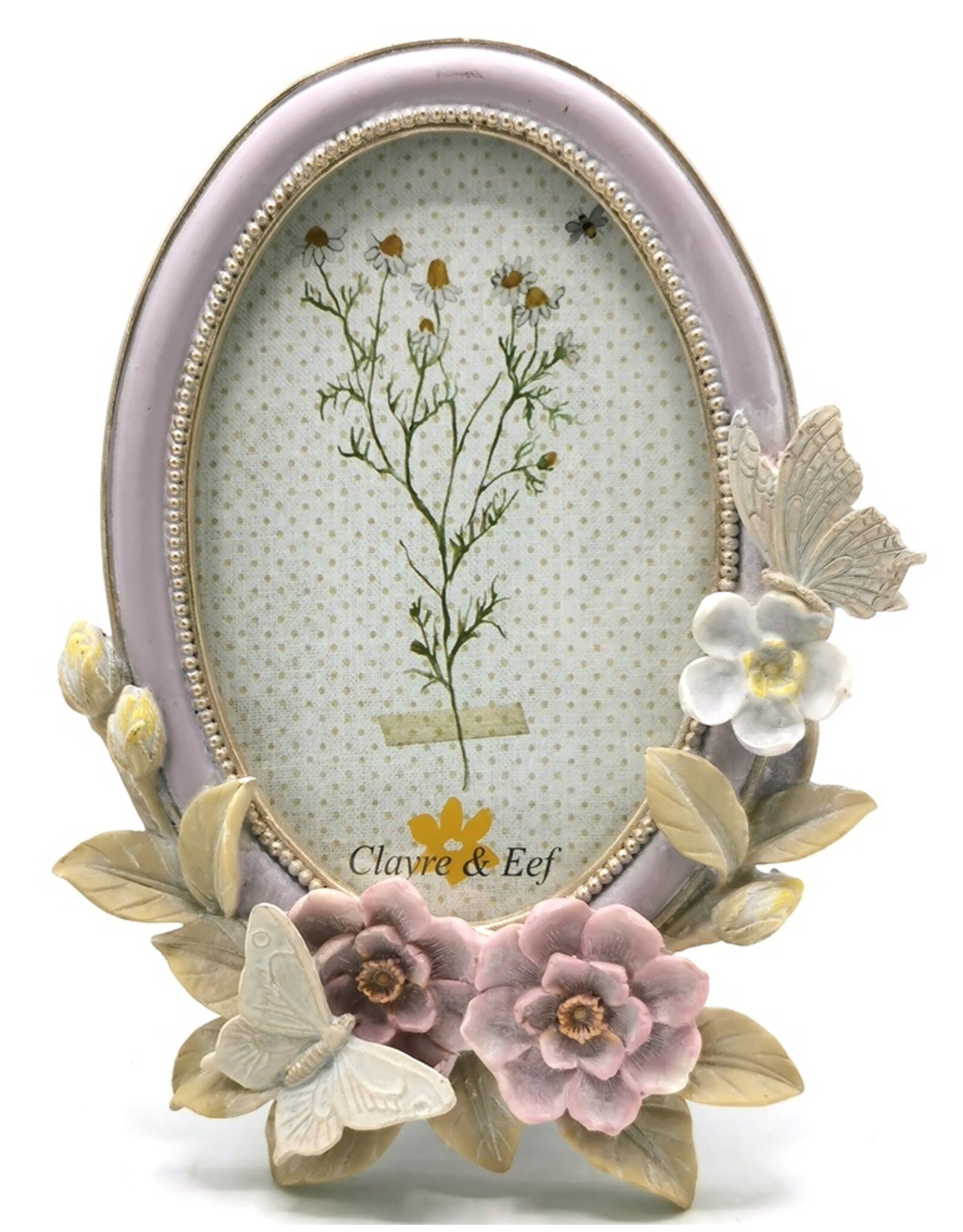 C&E Miscellaneous - Fotolijst Vlinders en Bloemen Ovaal lila-creme