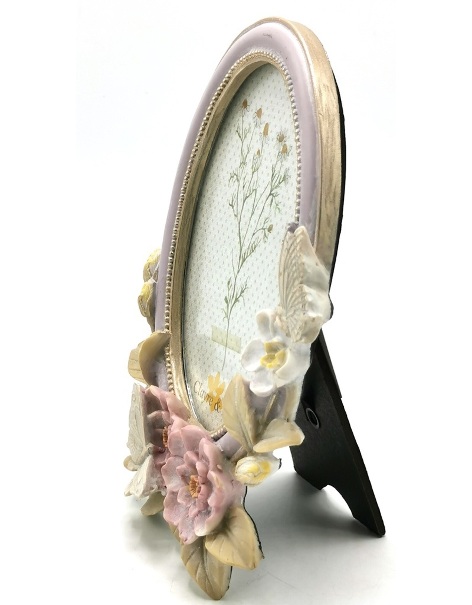 C&E Miscellaneous - Fotolijst Vlinders en Bloemen Ovaal lila-creme