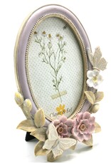 C&E Miscellaneous - Fotolijst Vlinders en Bloemen Ovaal lila-creme