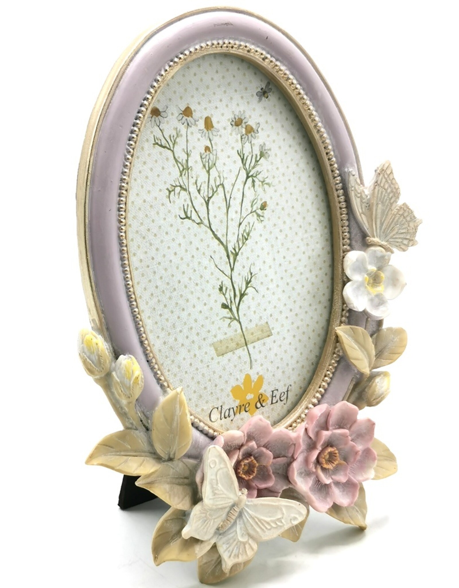 C&E Miscellaneous - Fotolijst Vlinders en Bloemen Ovaal lila-creme