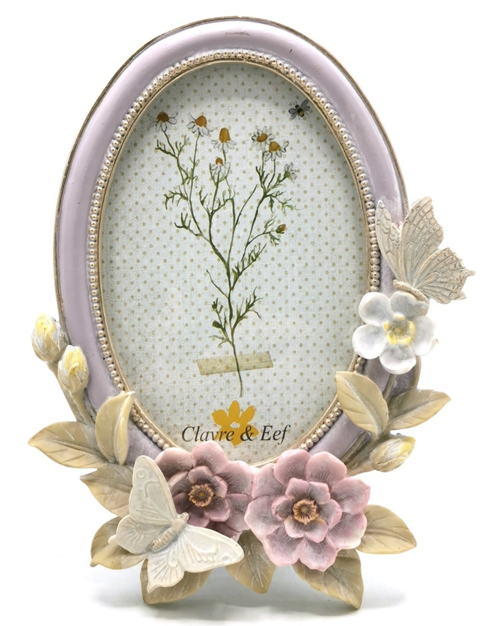 C&E Miscellaneous - Fotolijst Vlinders en Bloemen Ovaal lila-creme