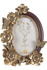 C&E Miscellaneous - Photo frame Butterflies and flowers oval bordeaux-gold