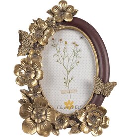 C&E Photo frame Butterflies and Flowers oval bordeaux-gold