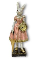 C&E Giftware Figurines Collectables - Rabbit Lady with Clock figurine 35cm
