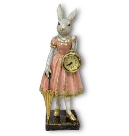 C&E Rabbit Lady with Clock figurine 35cm