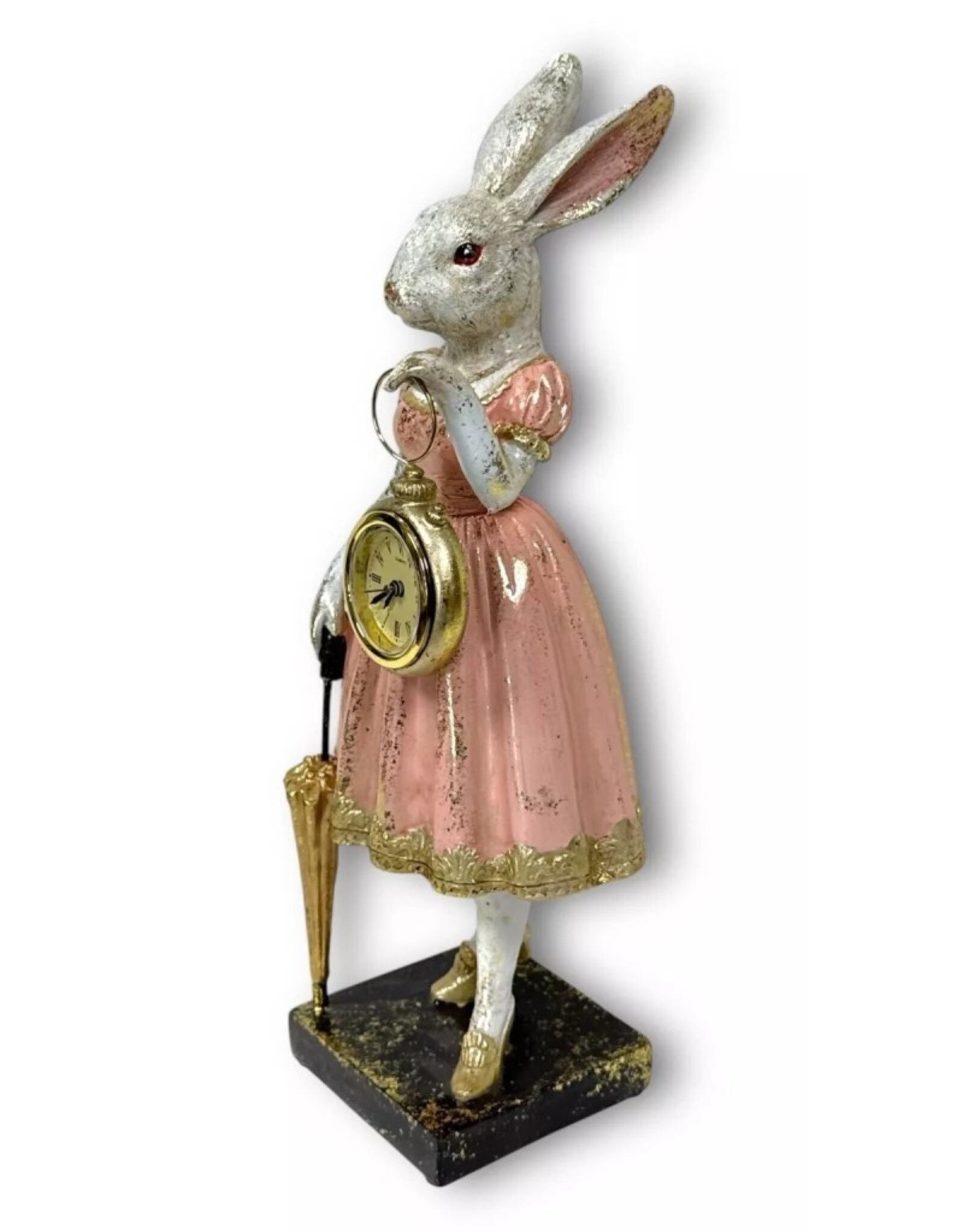 C&E Giftware Figurines Collectables - Rabbit Lady with Clock figurine 35cm