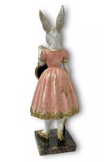 C&E Giftware Figurines Collectables - Rabbit Lady with Clock figurine 35cm