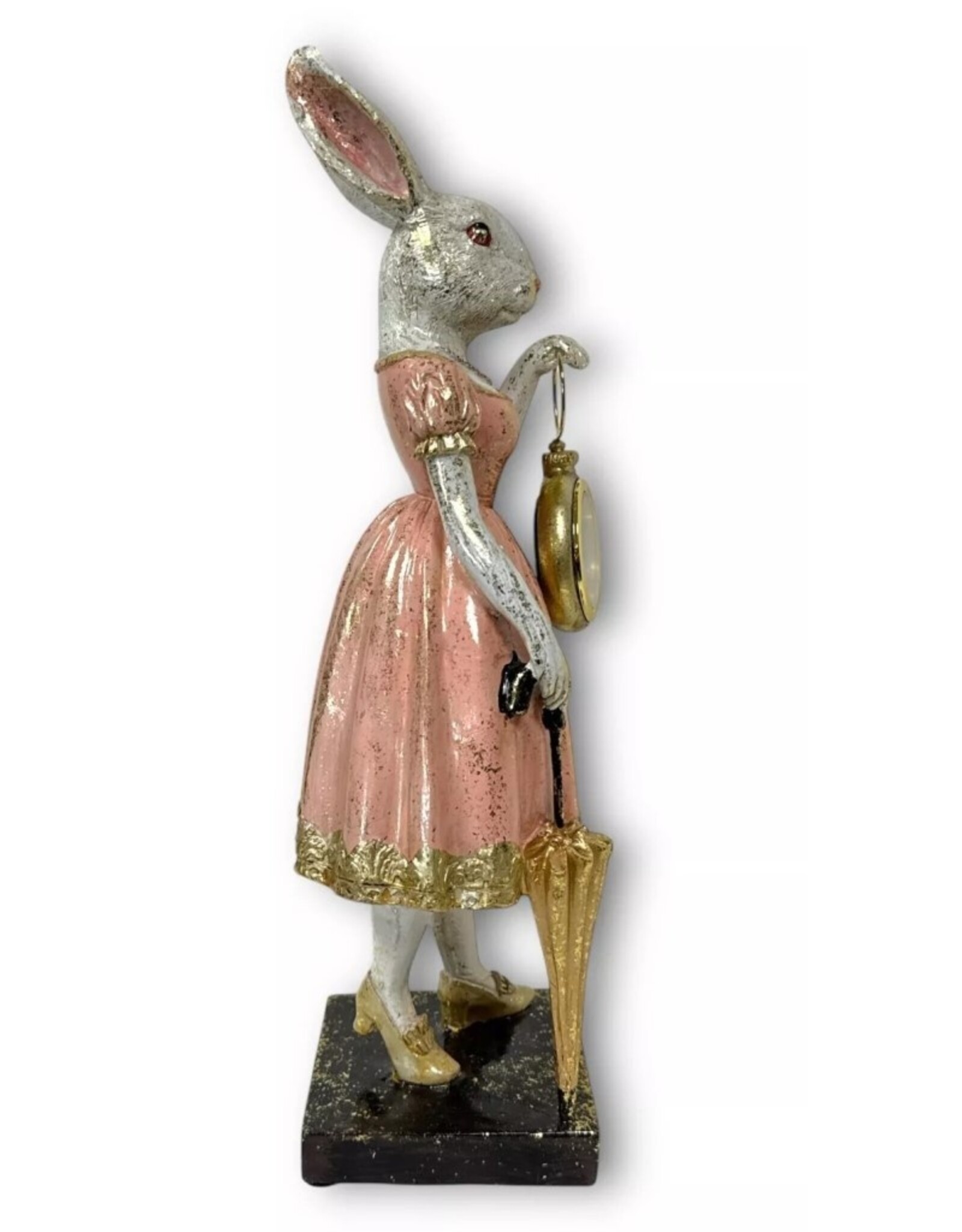 C&E Giftware Figurines Collectables - Rabbit Lady with Clock figurine 35cm