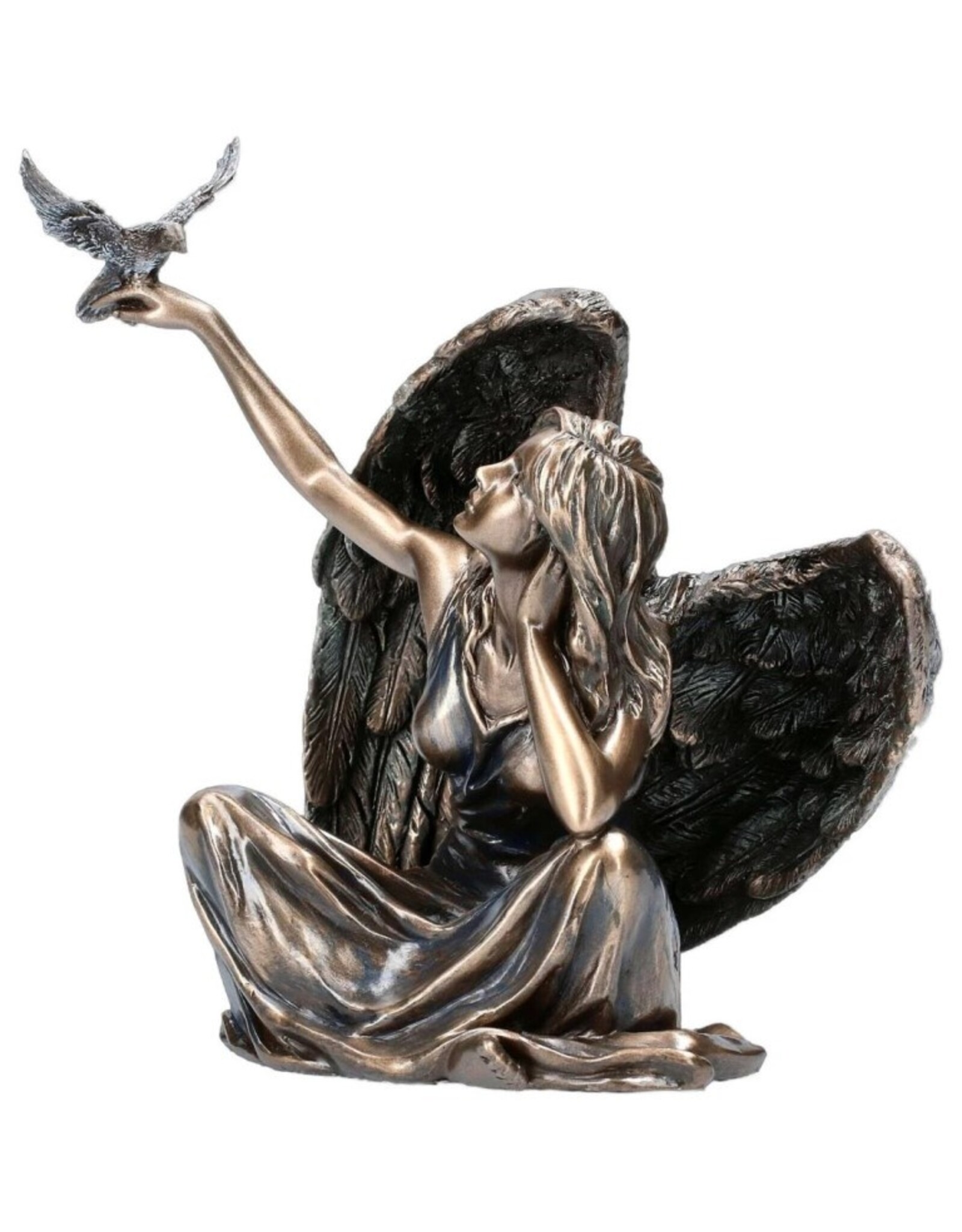 Veronese Design Giftware Beelden Collectables  - Engel Zittend Met Duif aan De Rechterhand Veronese Design