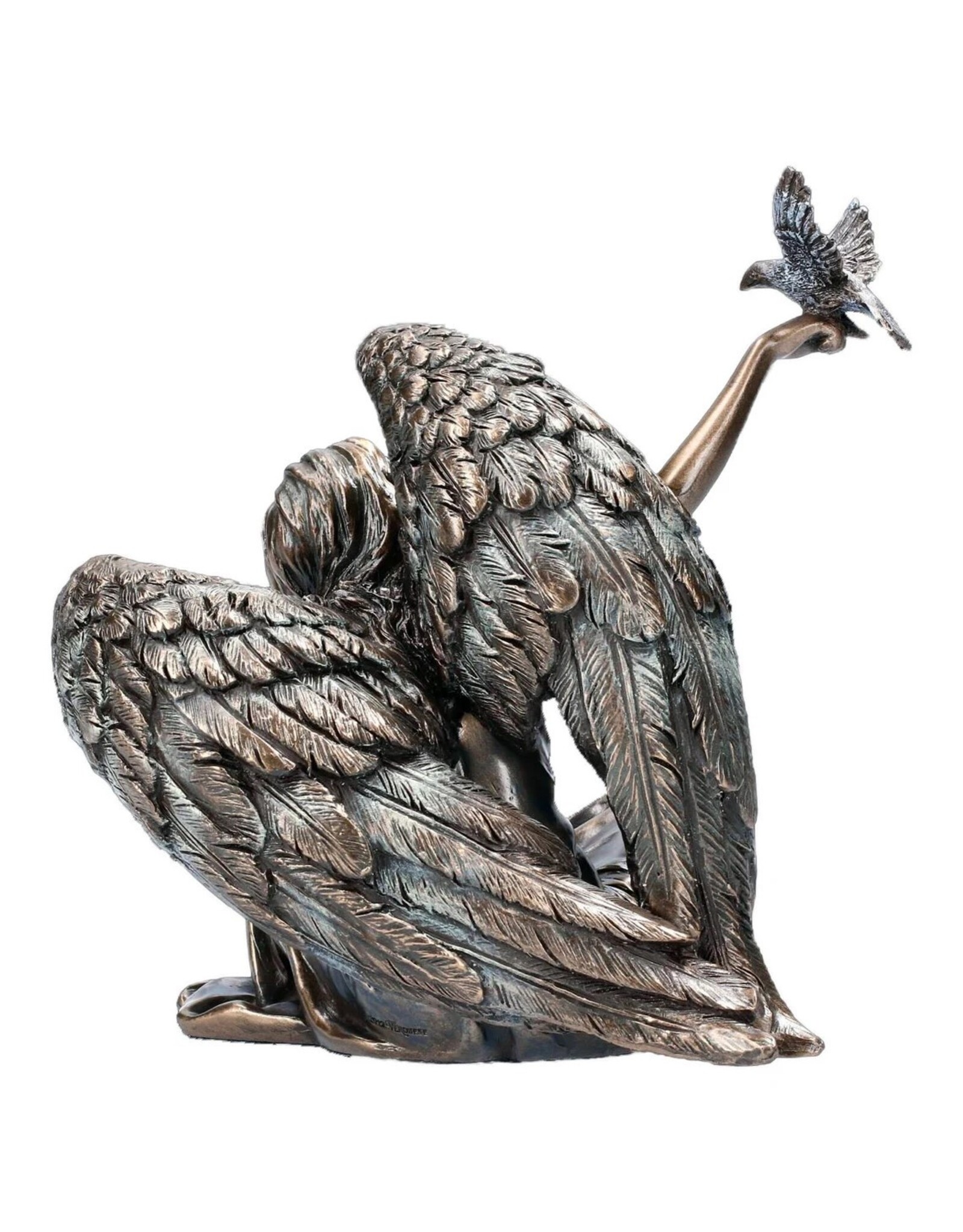 Veronese Design Giftware Beelden Collectables  - Engel Zittend Met Duif aan De Rechterhand Veronese Design