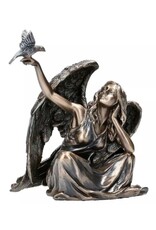 Veronese Design Giftware Beelden Collectables  - Engel Zittend Met Duif aan De Rechterhand Veronese Design