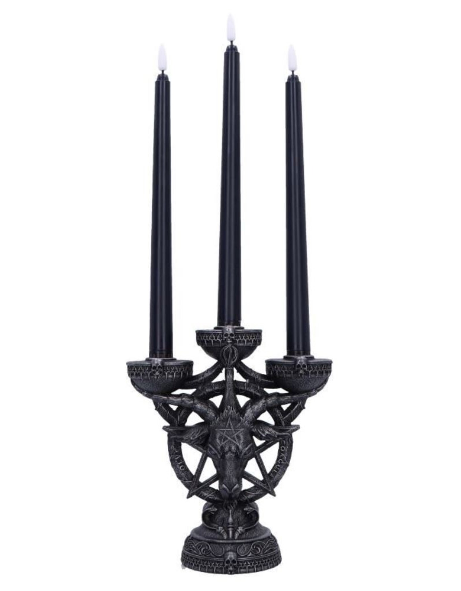 NemesisNow Reapers, schedels en draken - Baphomet's Radiance kandelaar met LED kaarsen