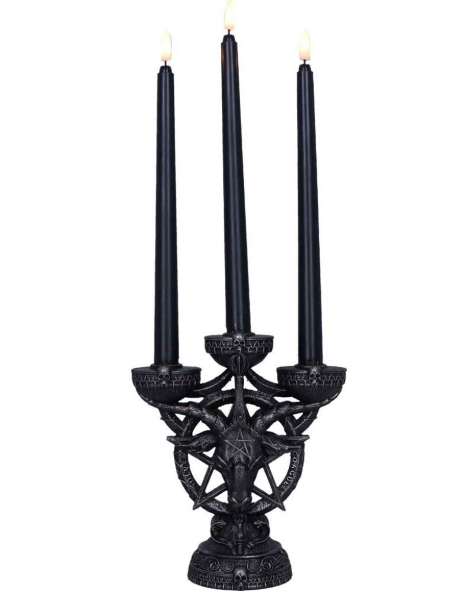 NemesisNow Reapers, skulls and dragons - Baphomet's Radiance candelabra with LED candles