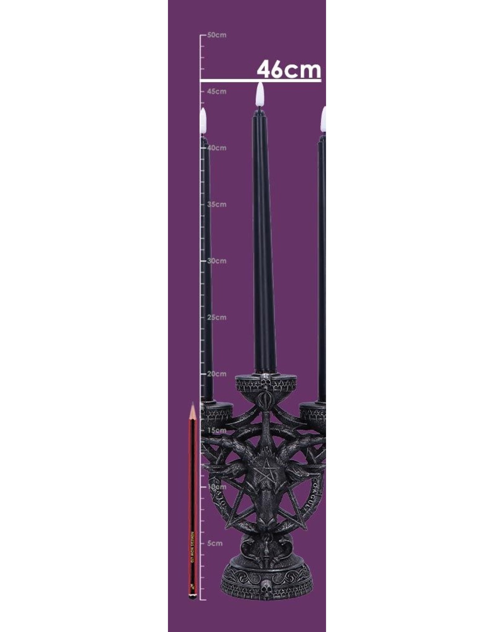 NemesisNow Reapers, schedels en draken - Baphomet's Radiance kandelaar met LED kaarsen
