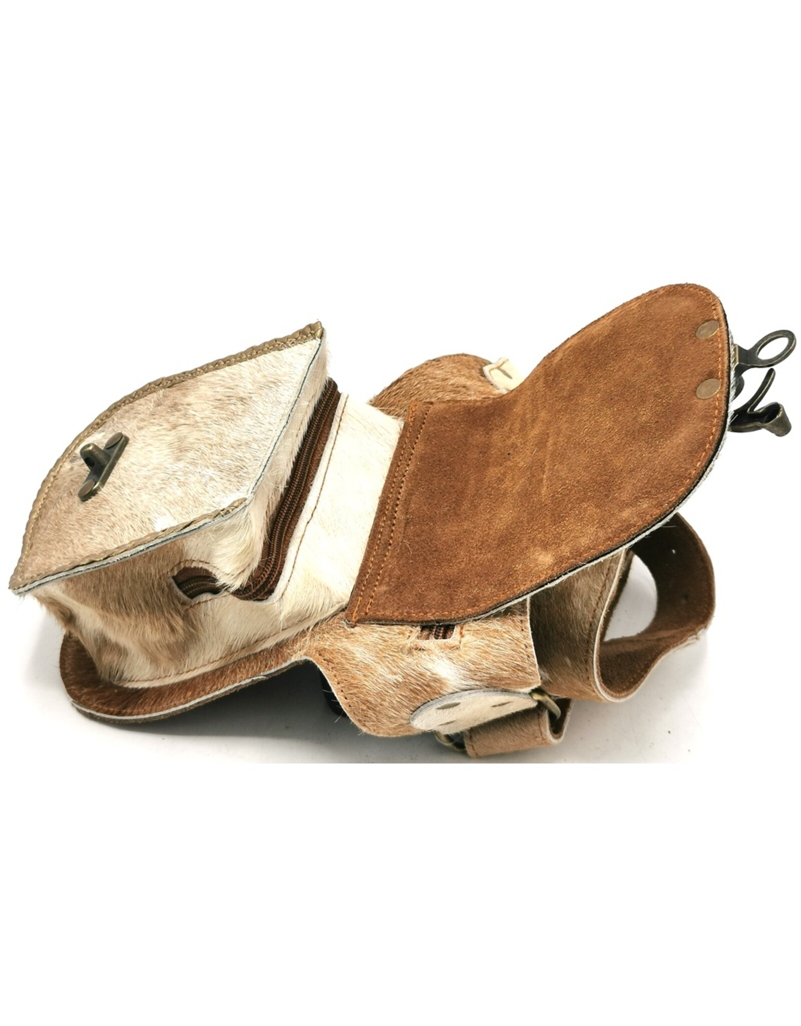 Trukado Leren Festivaltasjes, heuptassen en riemtassen -   Koeienhuid Heuptas met haakje Festivaltasje Ibiza Stijl