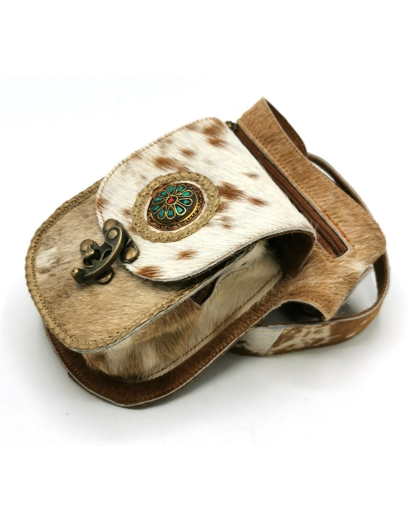 Trukado Leren Festivaltasjes, heuptassen en riemtassen -   Koeienhuid Heuptas met haakje Festivaltasje Ibiza Stijl