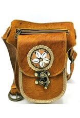 Trukado Leather Festival bags, waist bags and belt bags - Cowhide Hipbag with Shells and Vintage Hook Indian