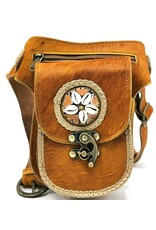 Trukado Leather Festival bags, waist bags and belt bags - Cowhide Hipbag with Shells and Vintage Hook Indian
