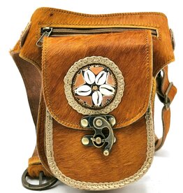 Trukado Cowhide Hipbag with Shells and Vintage Hook Indian