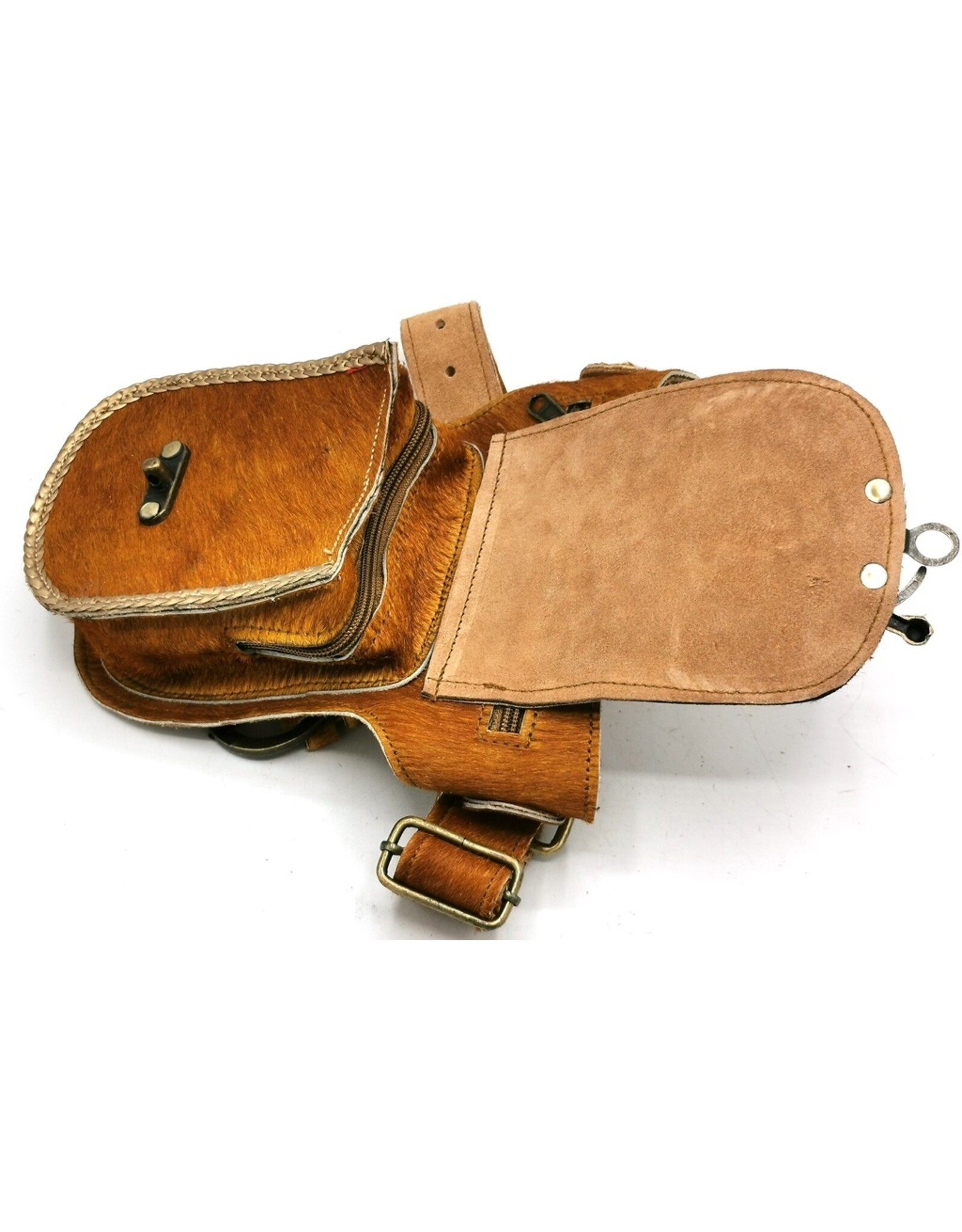Trukado Leather Festival bags, waist bags and belt bags - Cowhide Hipbag with Shells and Vintage Hook Indian