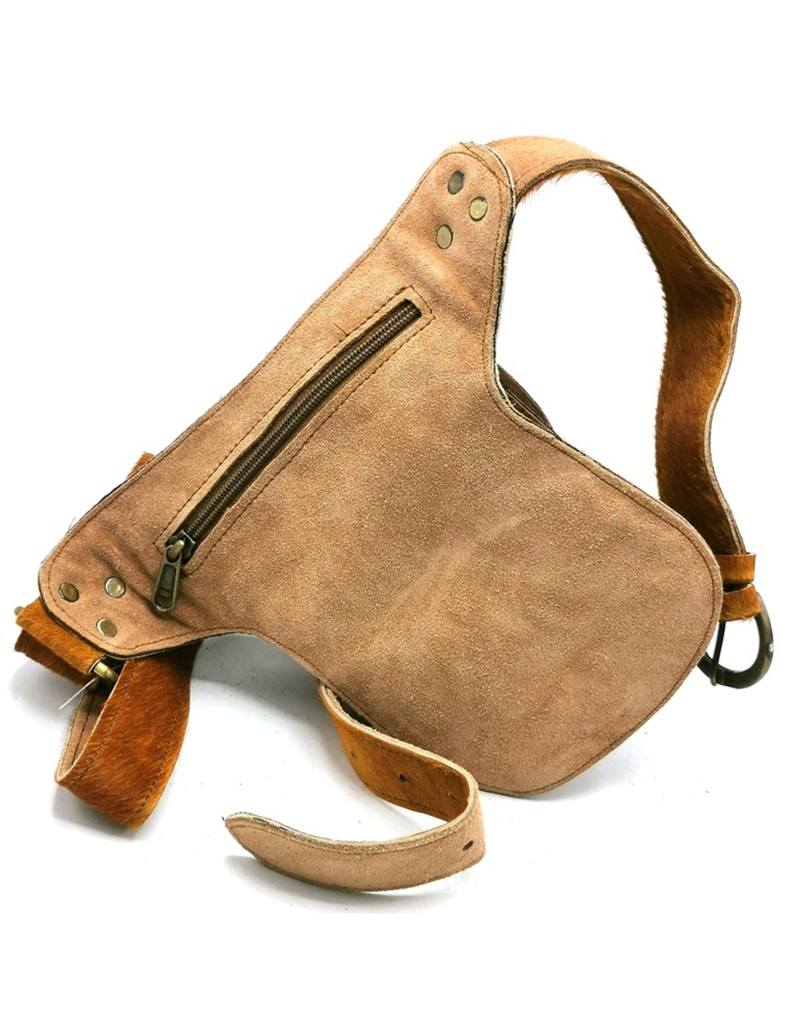 Trukado Leather Festival bags, waist bags and belt bags - Cowhide Hipbag with Shells and Vintage Hook Indian