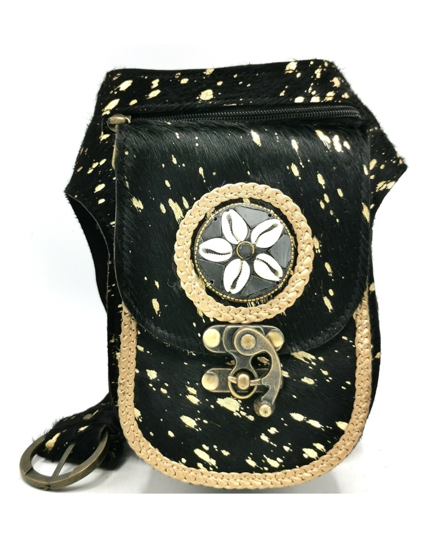 Trukado Leather Festival bags, waist bags and belt bags - Cowhide waist bag Ibiza Black-Gold