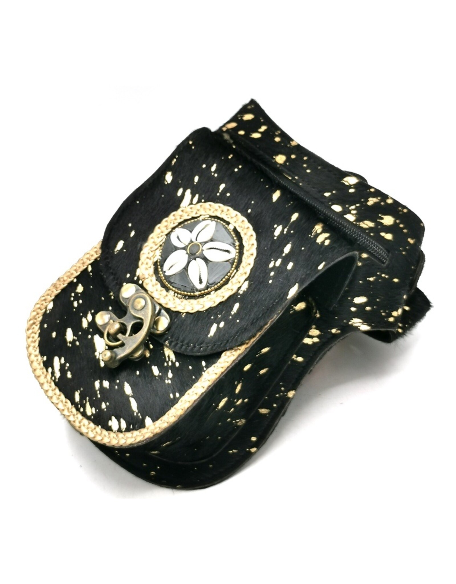 Trukado Leather Festival bags, waist bags and belt bags - Cowhide waist bag Ibiza Black-Gold