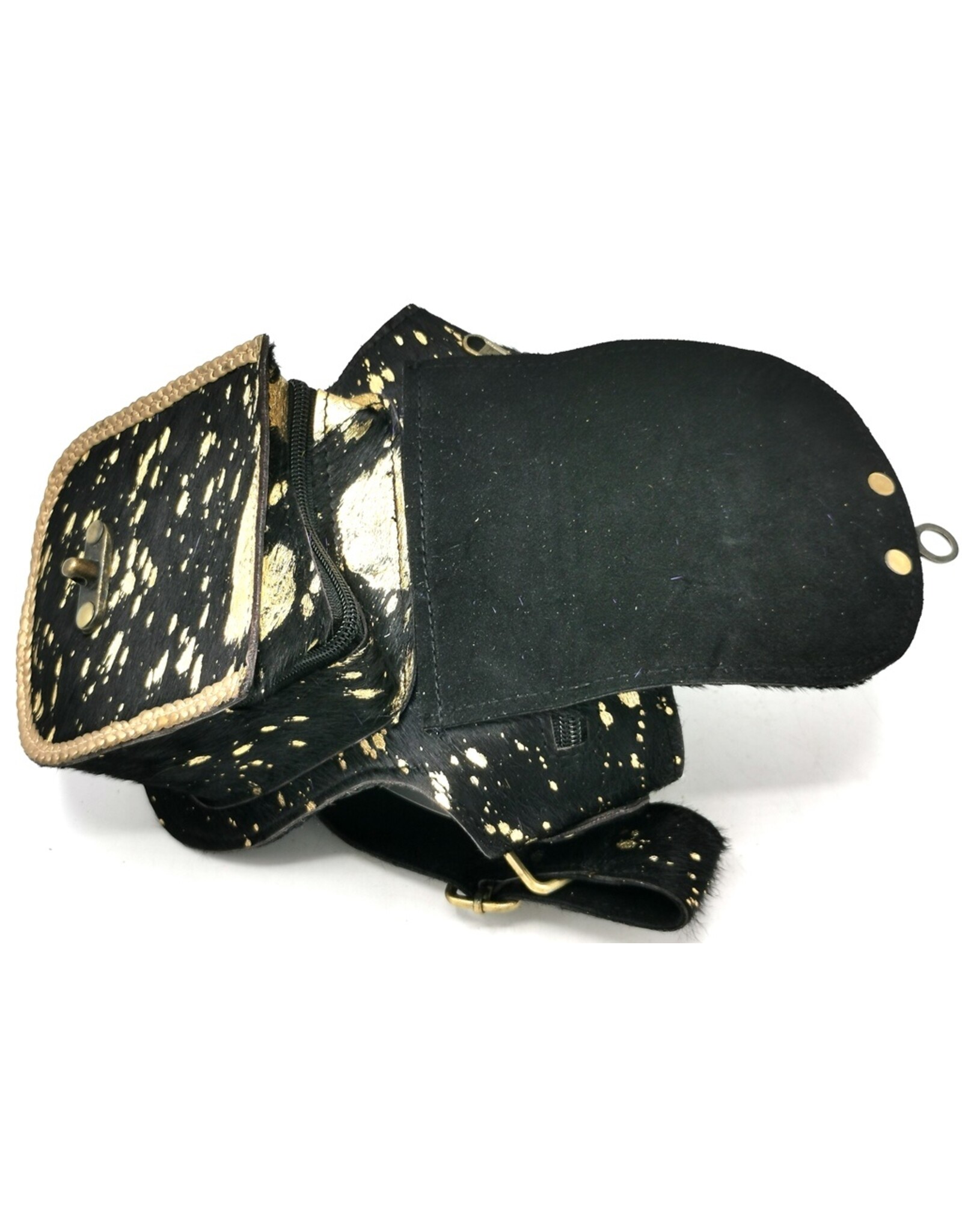 Trukado Leather Festival bags, waist bags and belt bags - Cowhide waist bag Ibiza Black-Gold