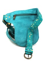 Trukado Leather Festival bags, waist bags and belt bags - Cowhide waist bag with vintage hook Turquoise-Gold Ibiza