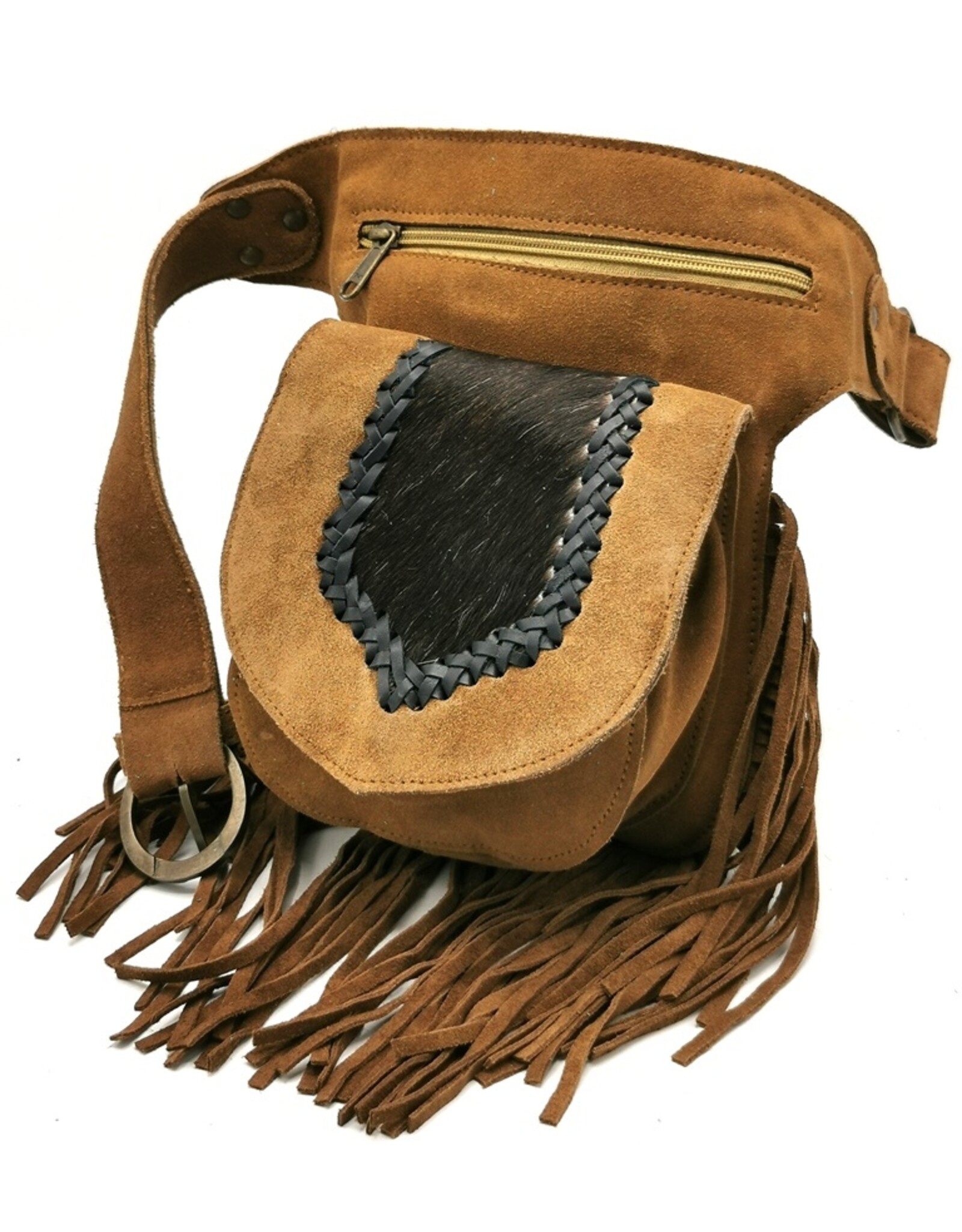 Trukado Leather Festival bags, waist bags and belt bags - Leather waist bag with cowhide Festival bag Ibiza Style