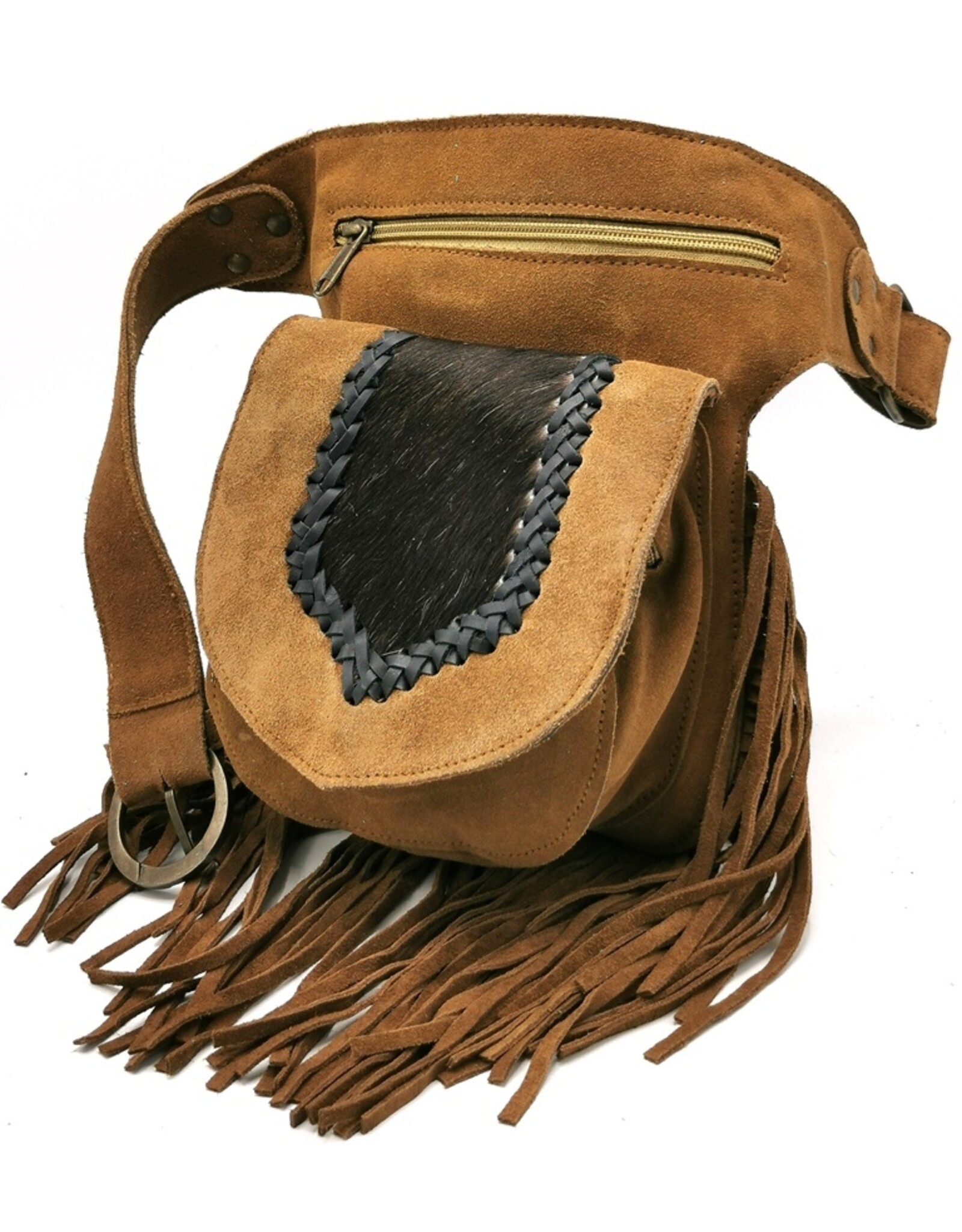 Trukado Leather Festival bags, waist bags and belt bags - Leather waist bag with cowhide Festival bag Ibiza Style