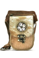 Trukado Leather Festival bags, waist bags and belt bags - Waistbag Cowhide with Vintage Hook and Shells ornament ‘Ibiza’