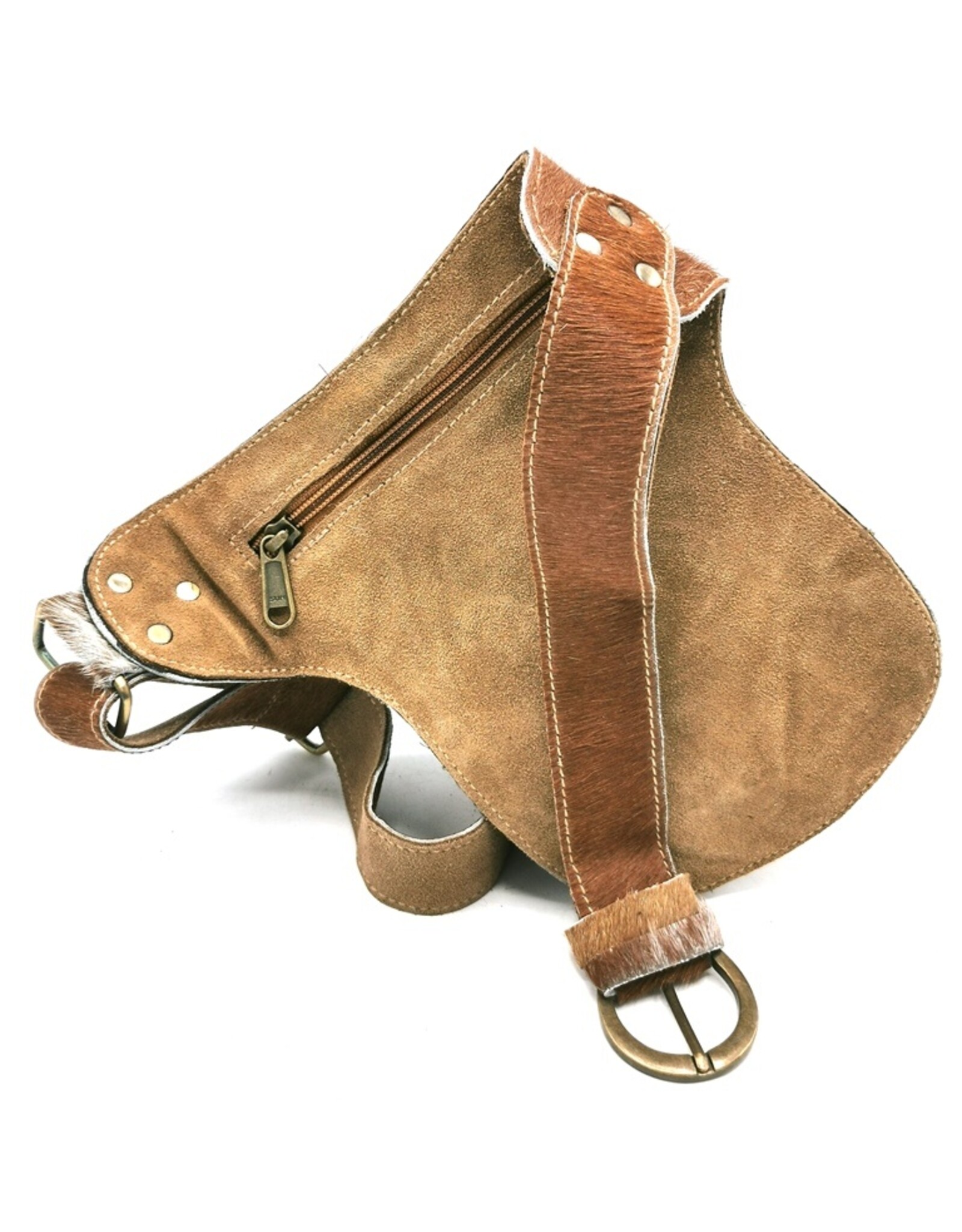 Trukado Leather Festival bags, waist bags and belt bags - Waistbag Cowhide with Vintage Hook and Shells ornament ‘Ibiza’