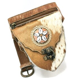 Trukado Cowhide Ibiza Waist Bag with Shell Ornament and Hook